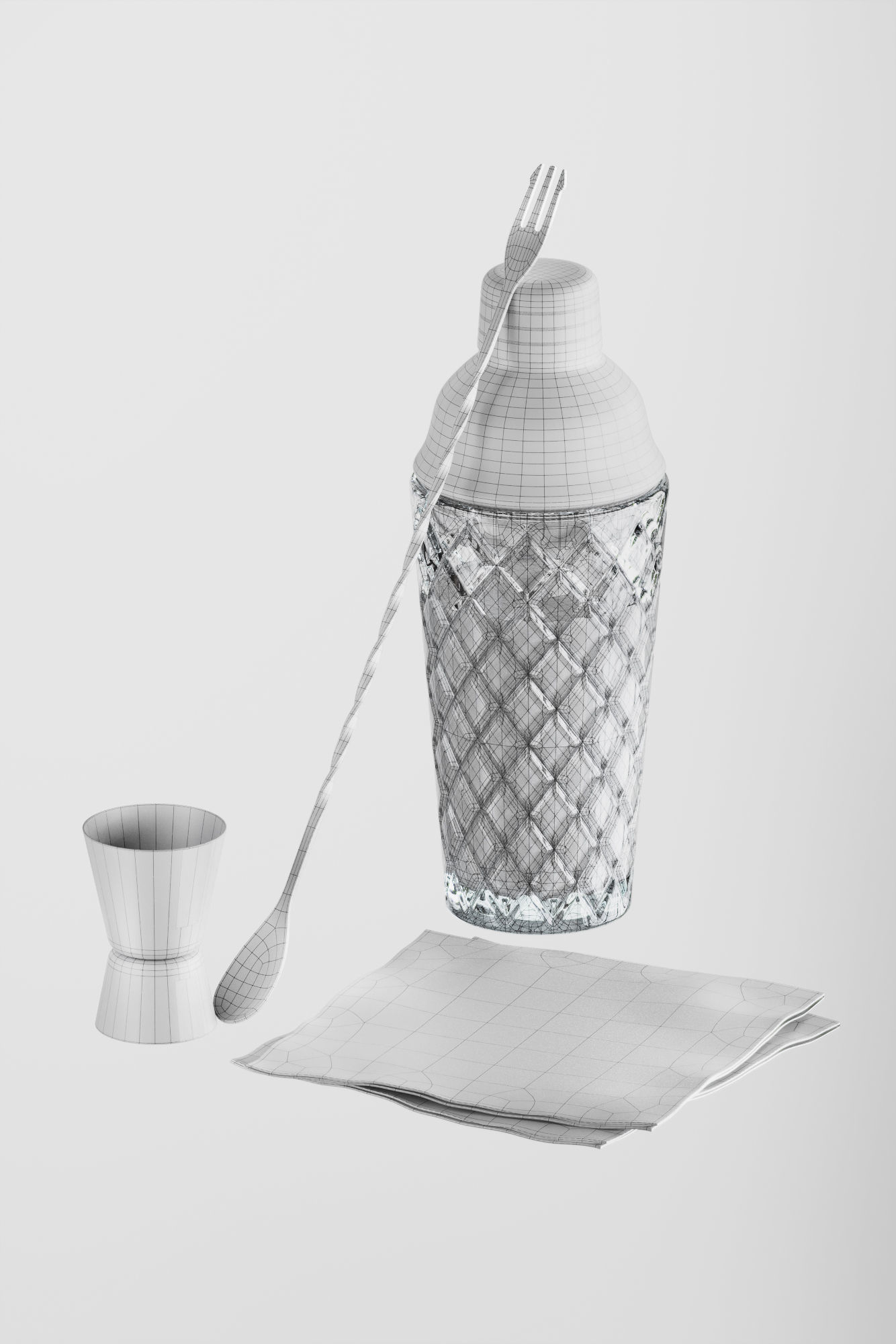 Bartender glass kit set 3D model_1