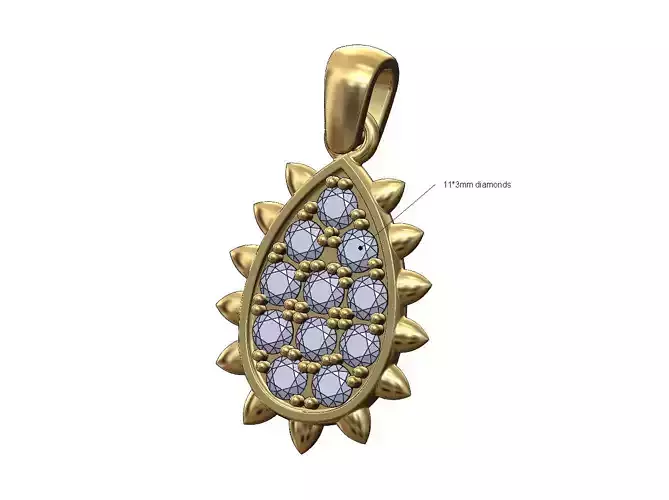 Studs diamond almond pendant charm