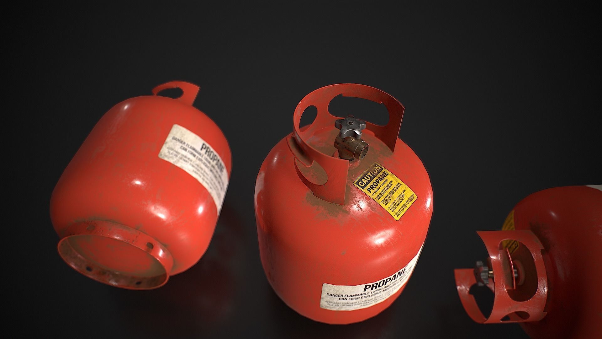 Propane Tank usage dirty red Low-poly 3D model_8