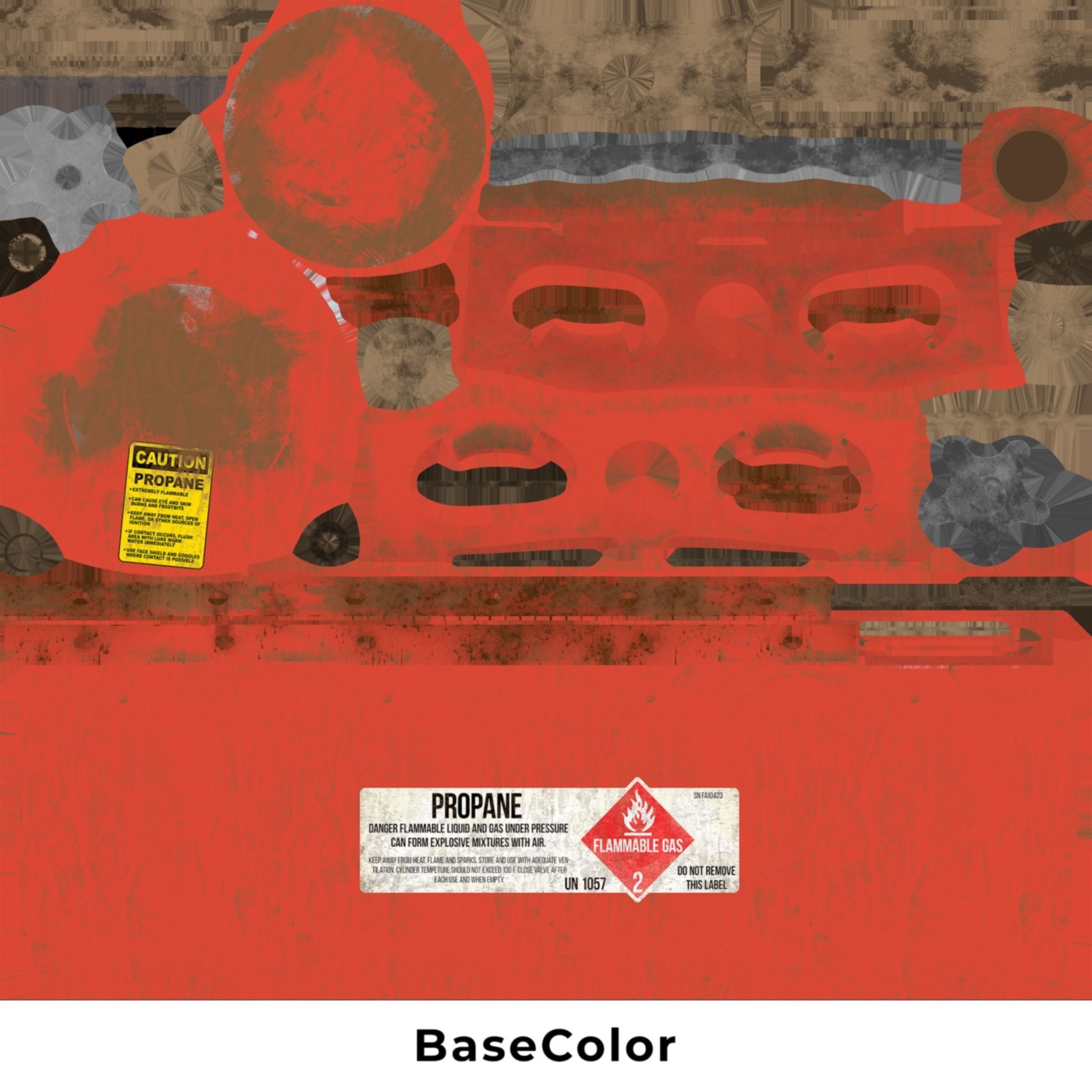 Propane Tank usage dirty red Low-poly 3D model_20