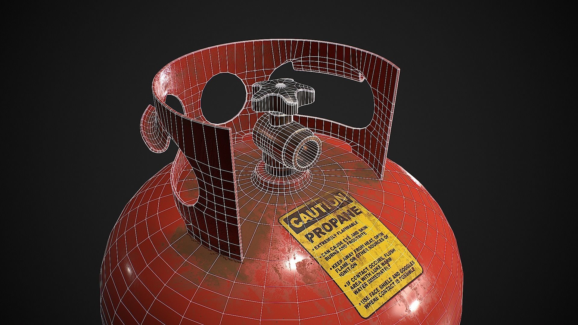 Propane Tank usage dirty red Low-poly 3D model_11