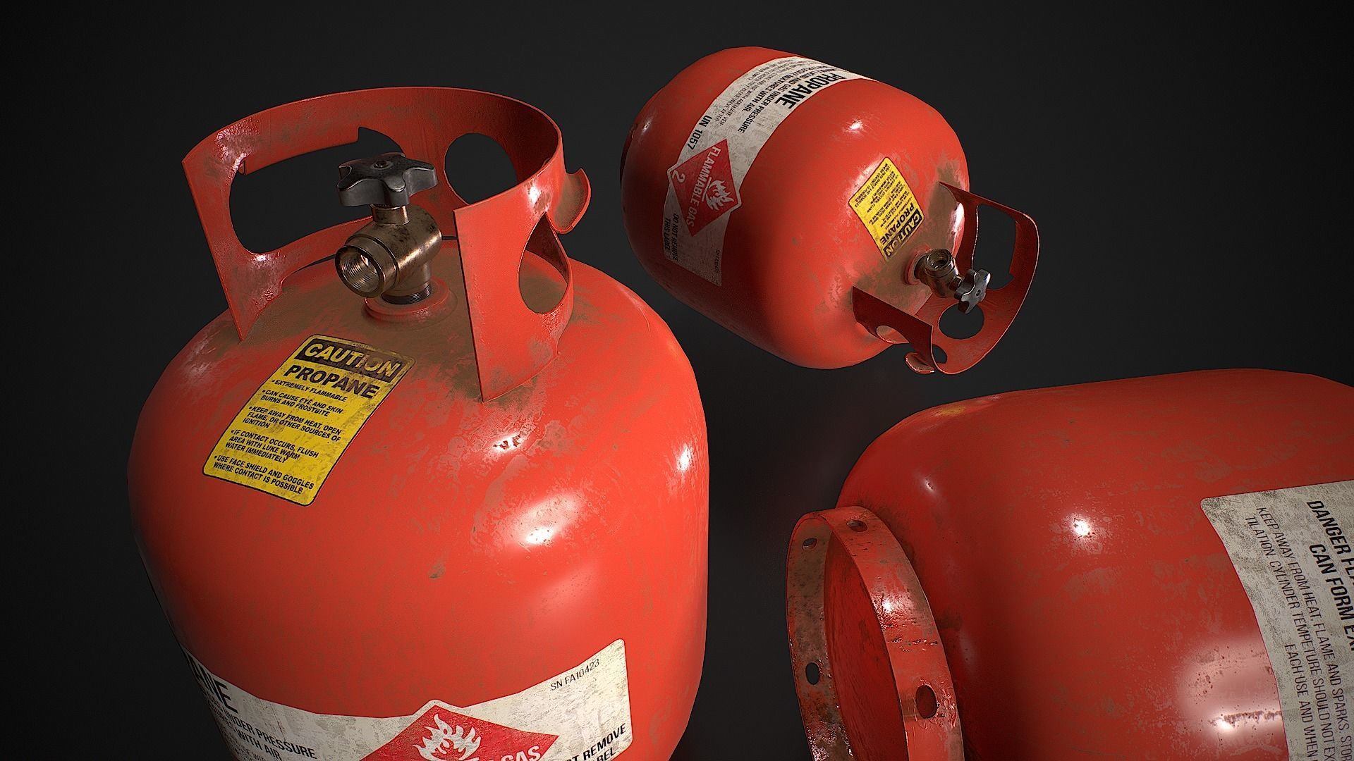 Propane Tank usage dirty red Low-poly 3D model_6