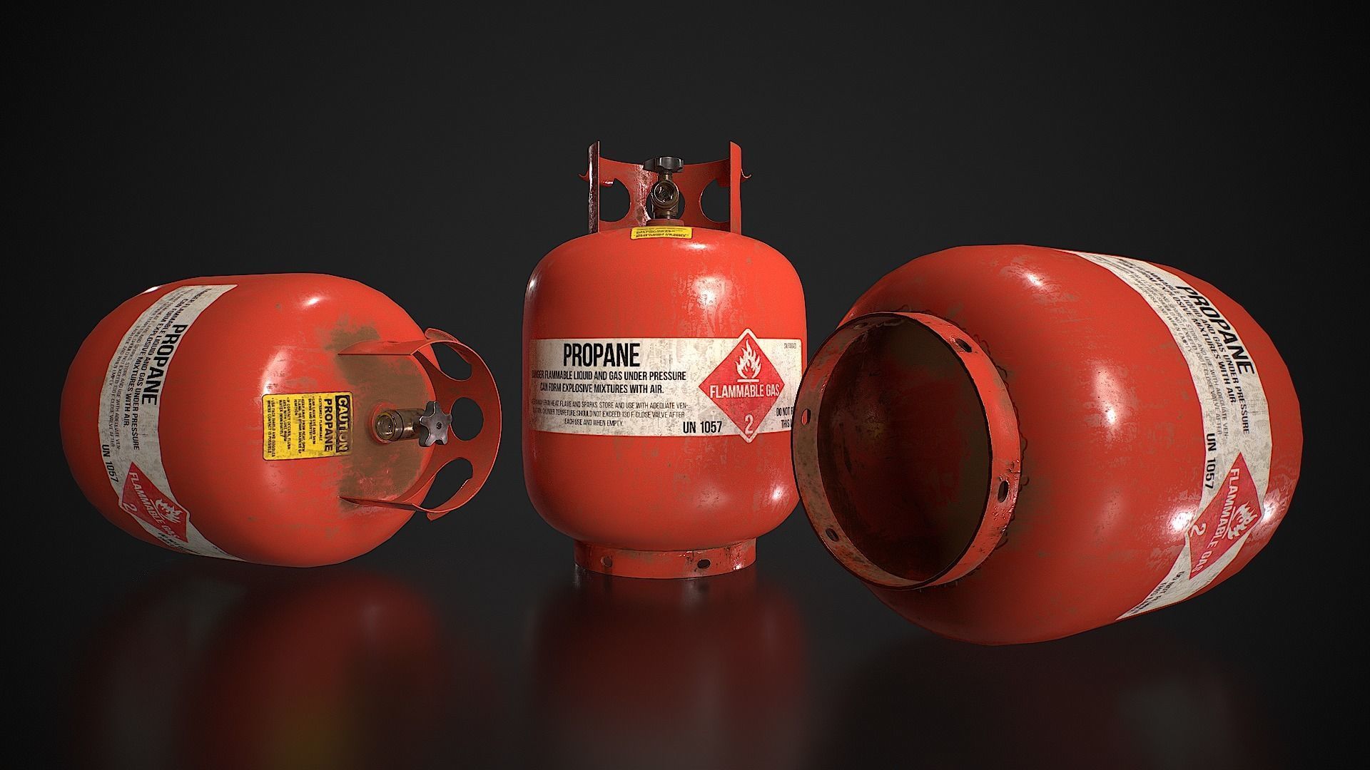 Propane Tank usage dirty red Low-poly 3D model_5