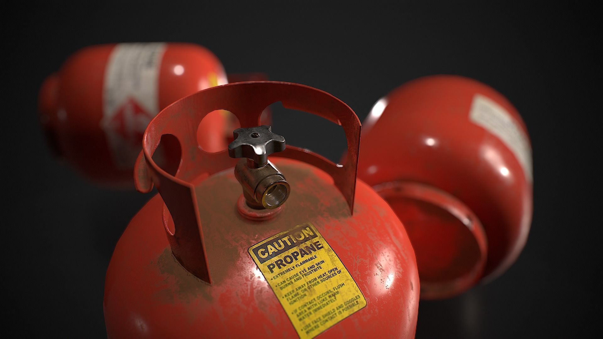 Propane Tank usage dirty red Low-poly 3D model_7