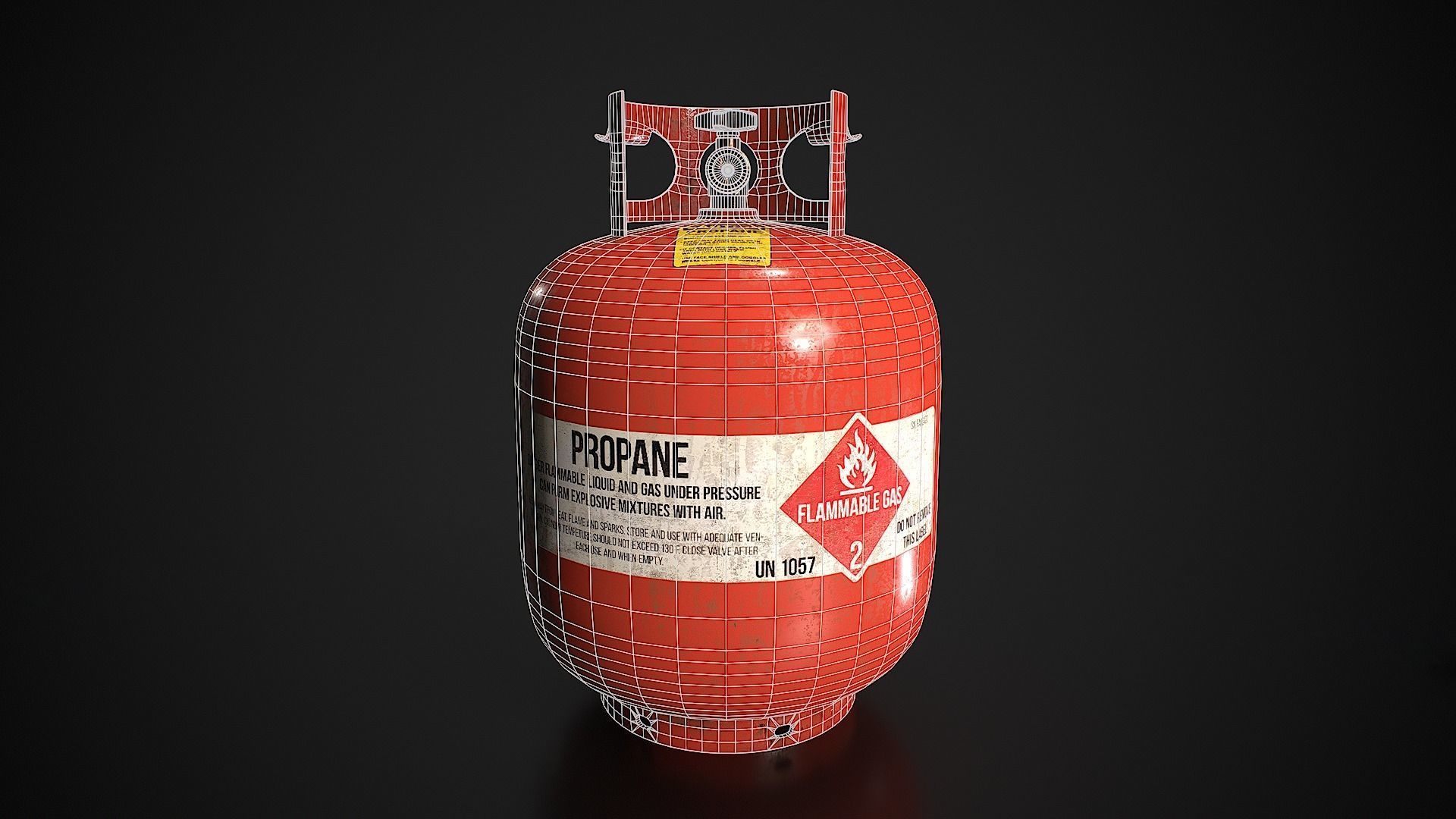 Propane Tank usage dirty red Low-poly 3D model_10