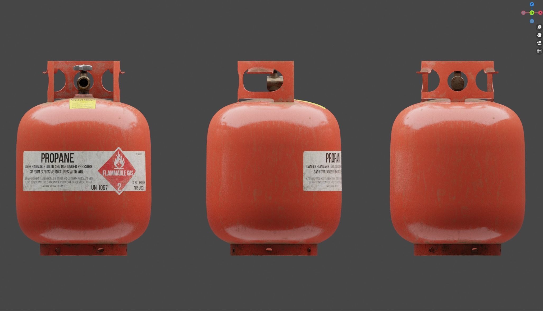 Propane Tank usage dirty red Low-poly 3D model_16