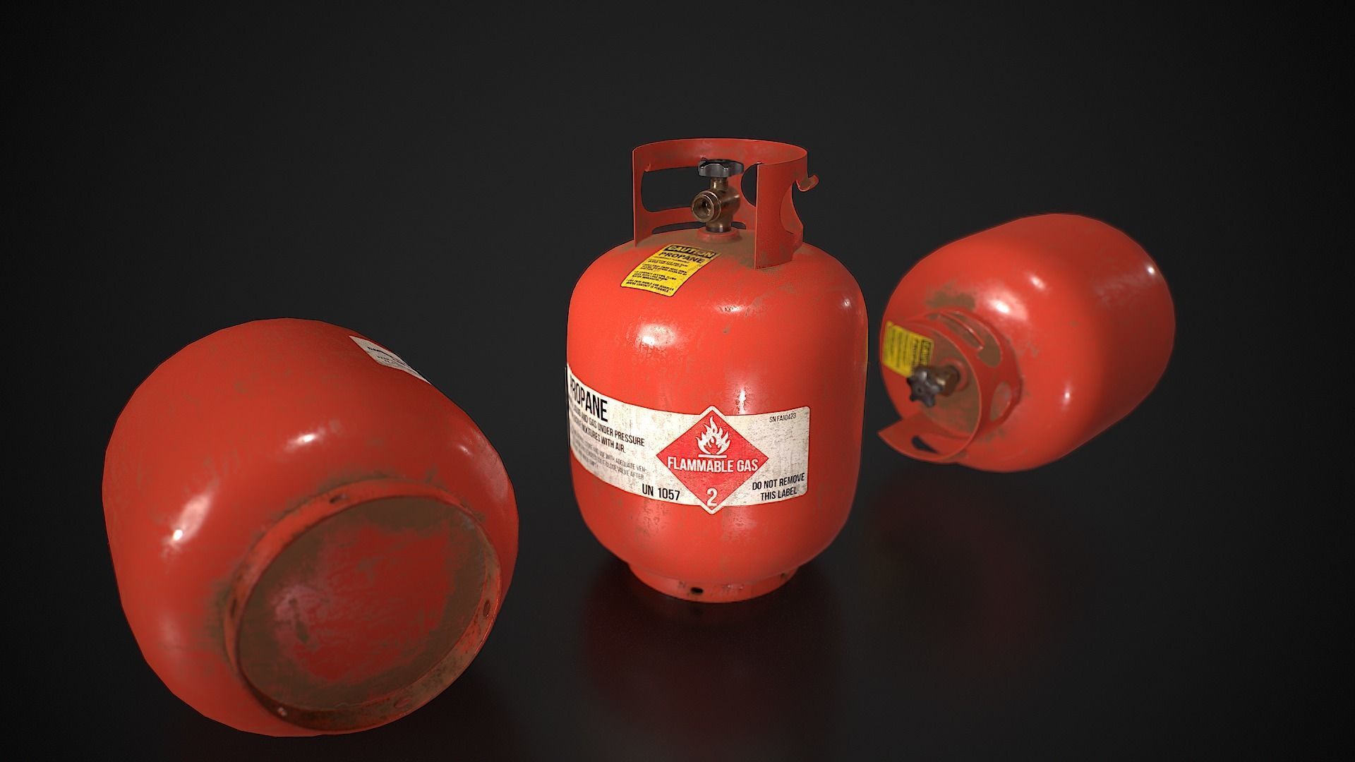 Propane Tank usage dirty red Low-poly 3D model_9