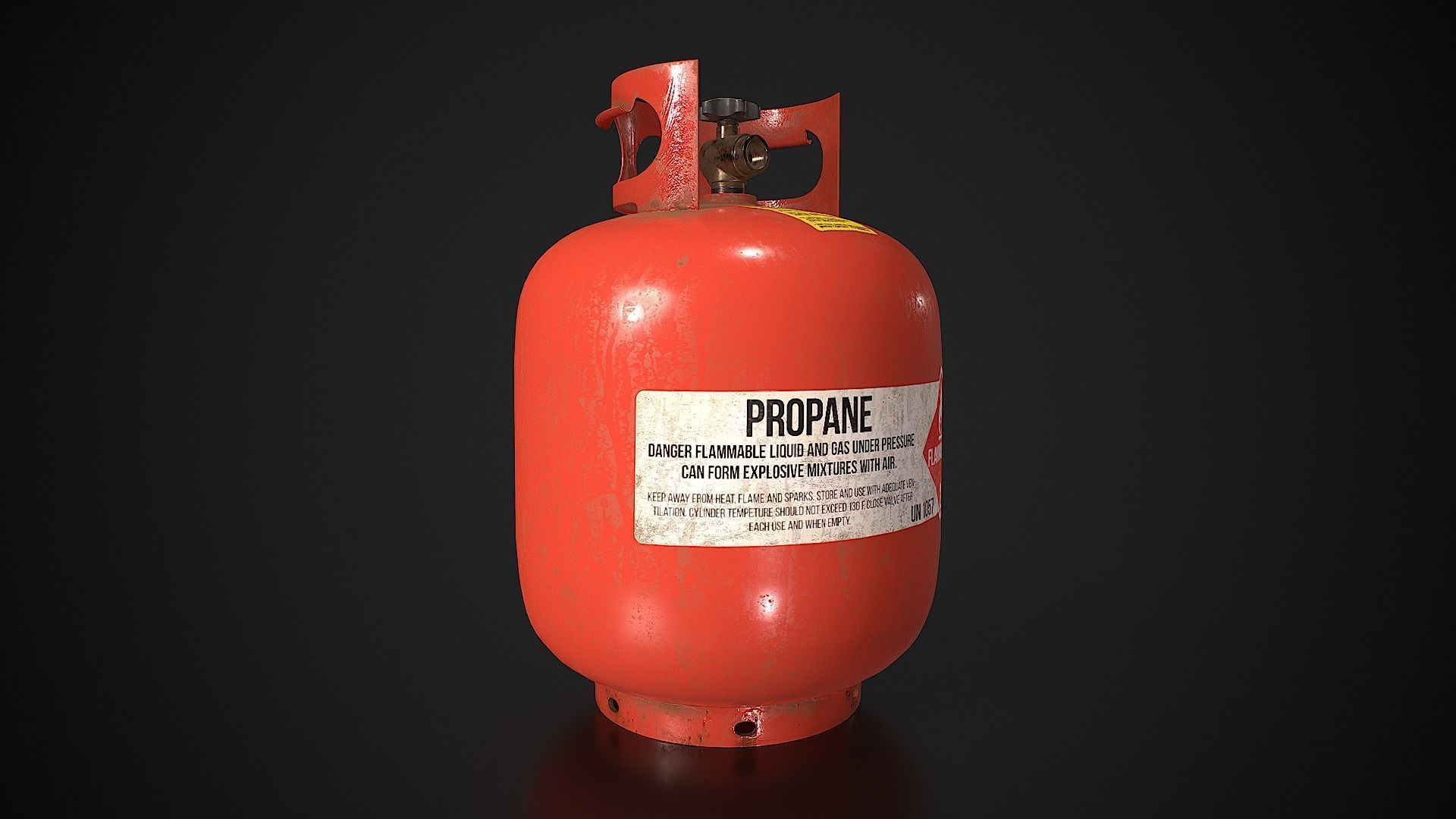 Propane Tank usage dirty red Low-poly 3D model_2