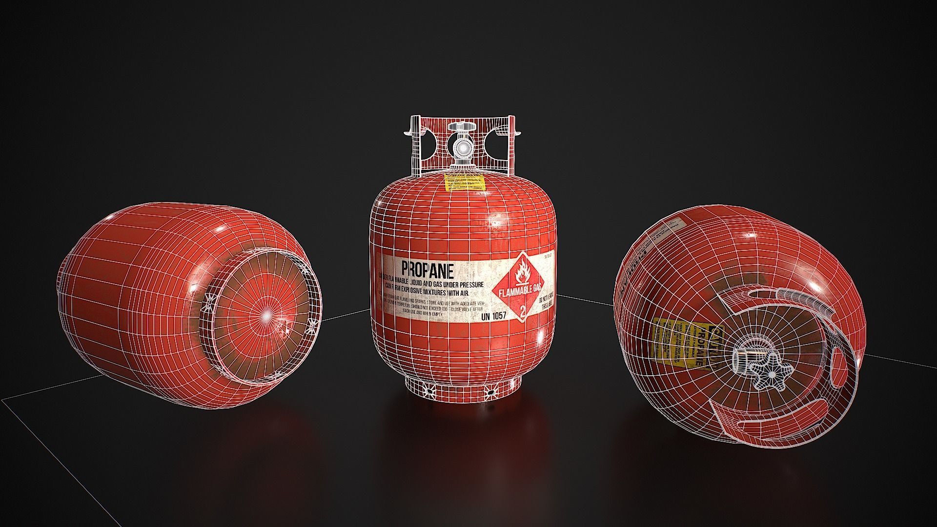 Propane Tank usage dirty red Low-poly 3D model_12