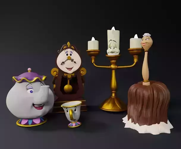 PACK OF BEAUTY AND THE BEAST SERVANTS 3D print model