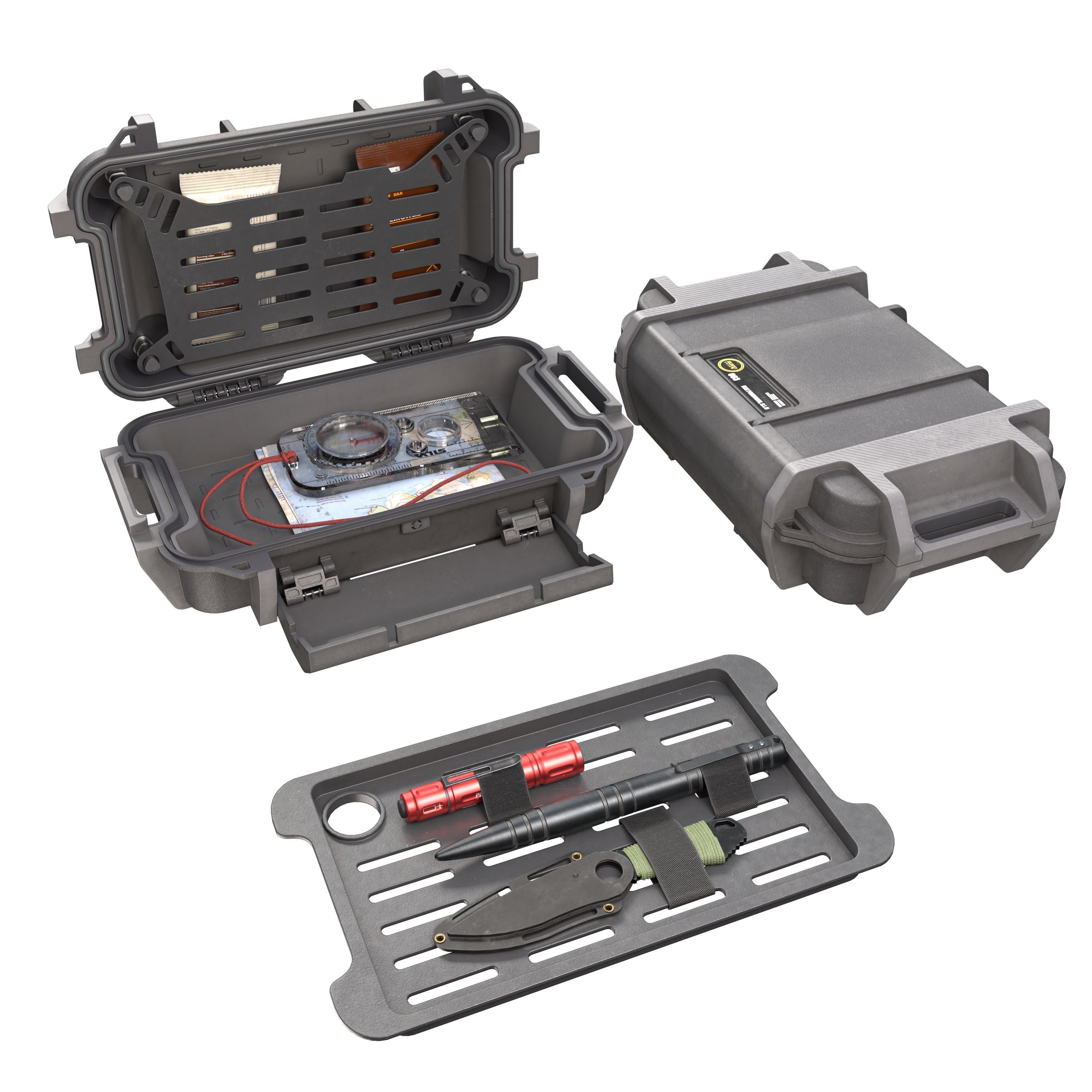 Ruck case with accessories Low-poly 3D model_3