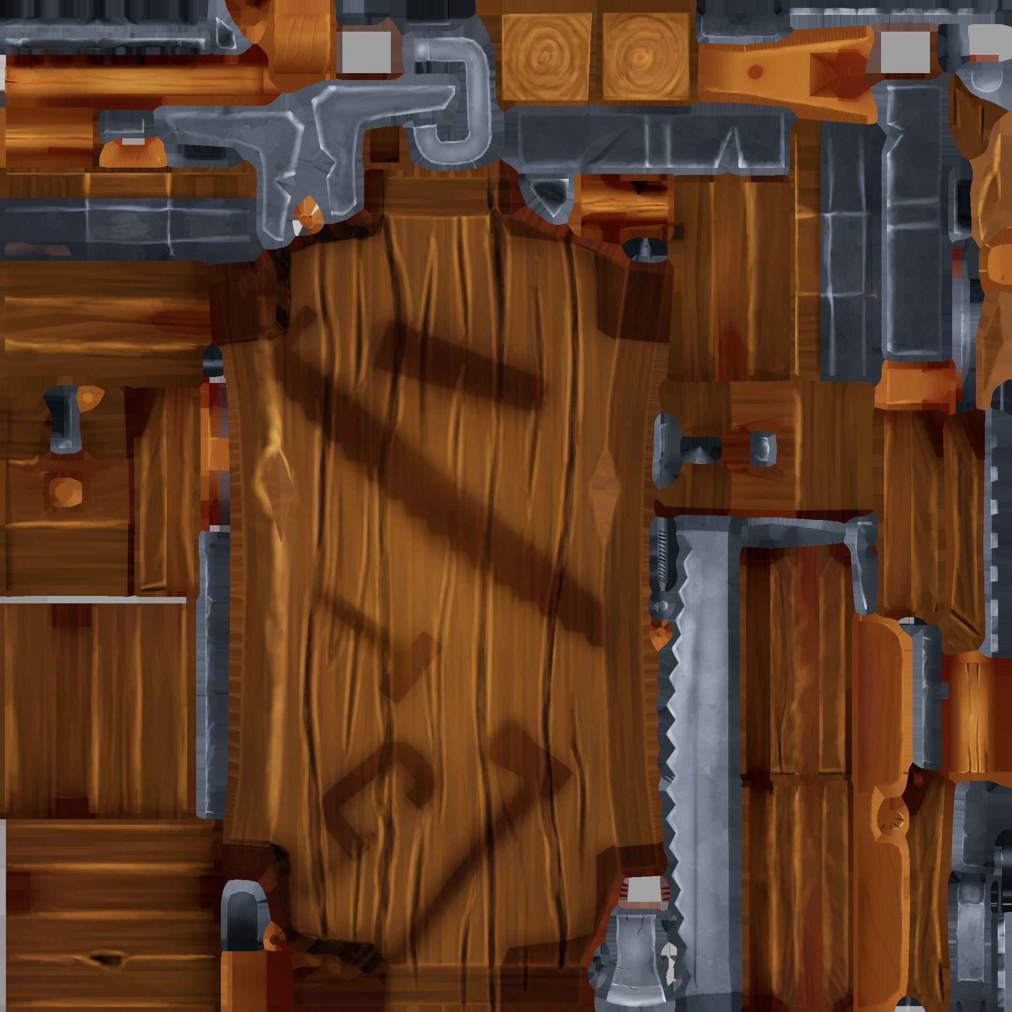 Stylized Carpentry Bench table tools Low-poly 3D model_12