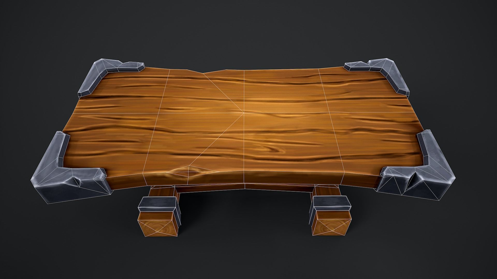 Stylized Carpentry Bench table tools Low-poly 3D model_1