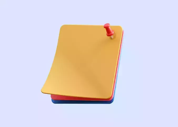 Post it Sticky Note Illustration Low-poly 3D model