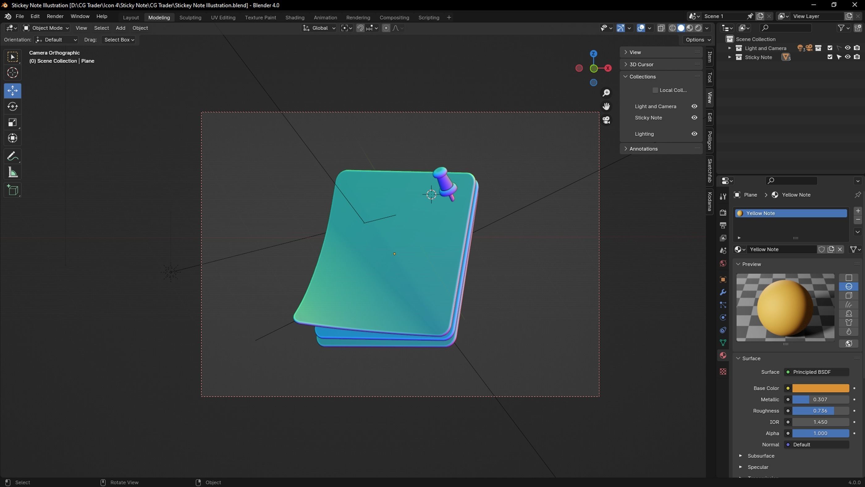 Post it Sticky Note Illustration Low-poly 3D model_11