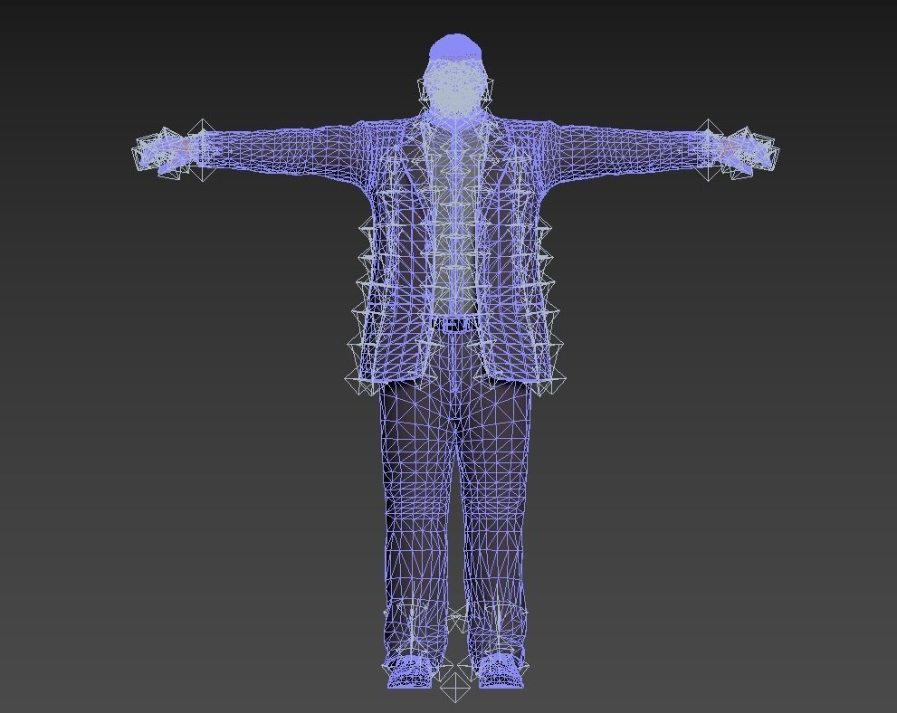 Asian man Low-poly 3D model_9