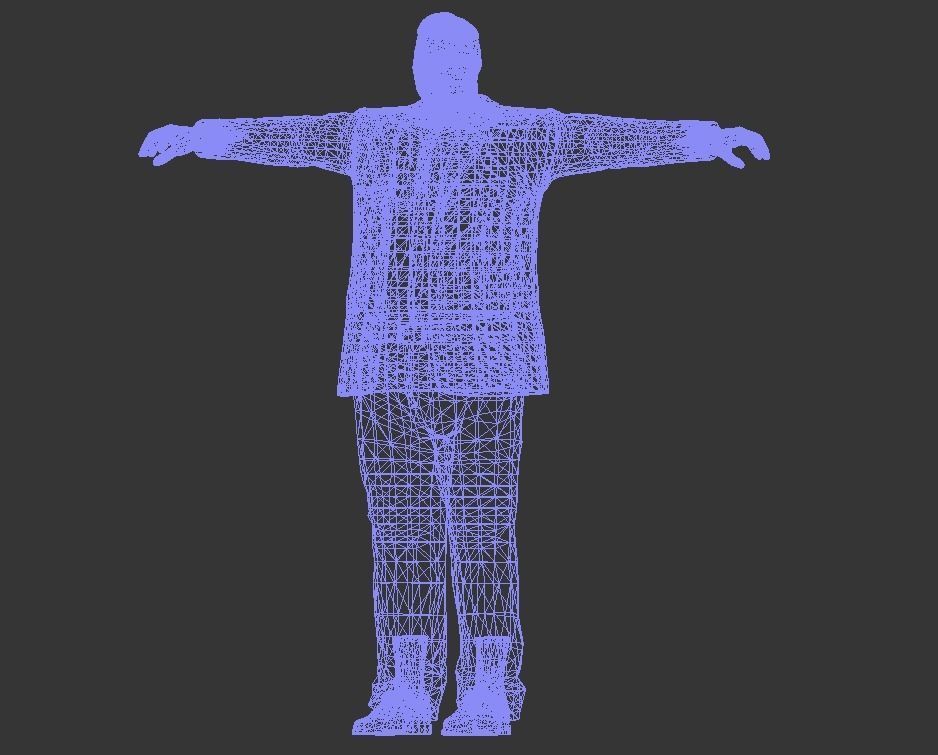 Asian man Low-poly 3D model_8