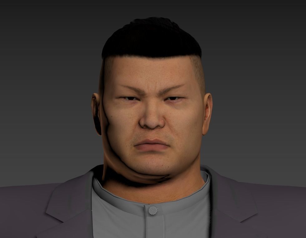 Asian man Low-poly 3D model_4
