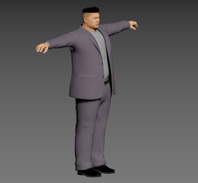 Asian man Low-poly 3D model_2