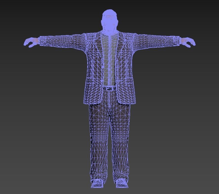 Asian man Low-poly 3D model_6