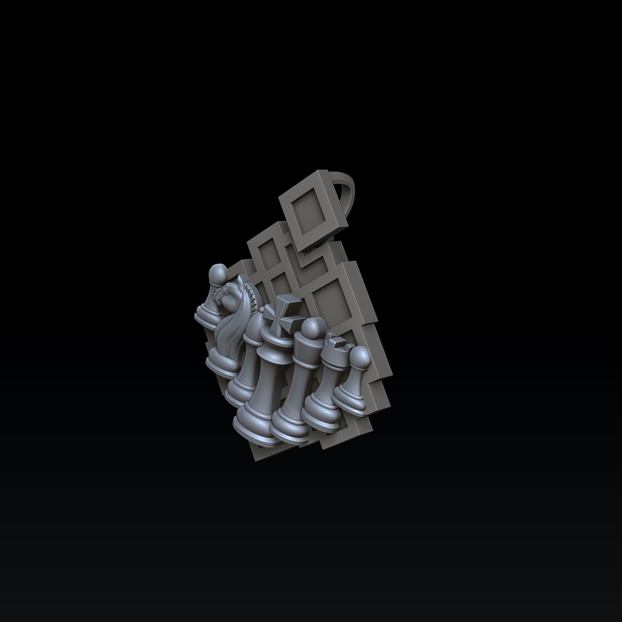 Jewelry Chess Pendant Ring With Enamel Collection Set Pack 3D print model_4
