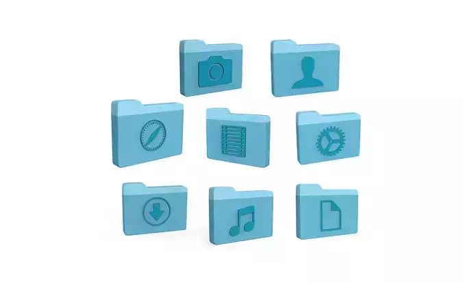 Icon Folder Collection 3D Model 