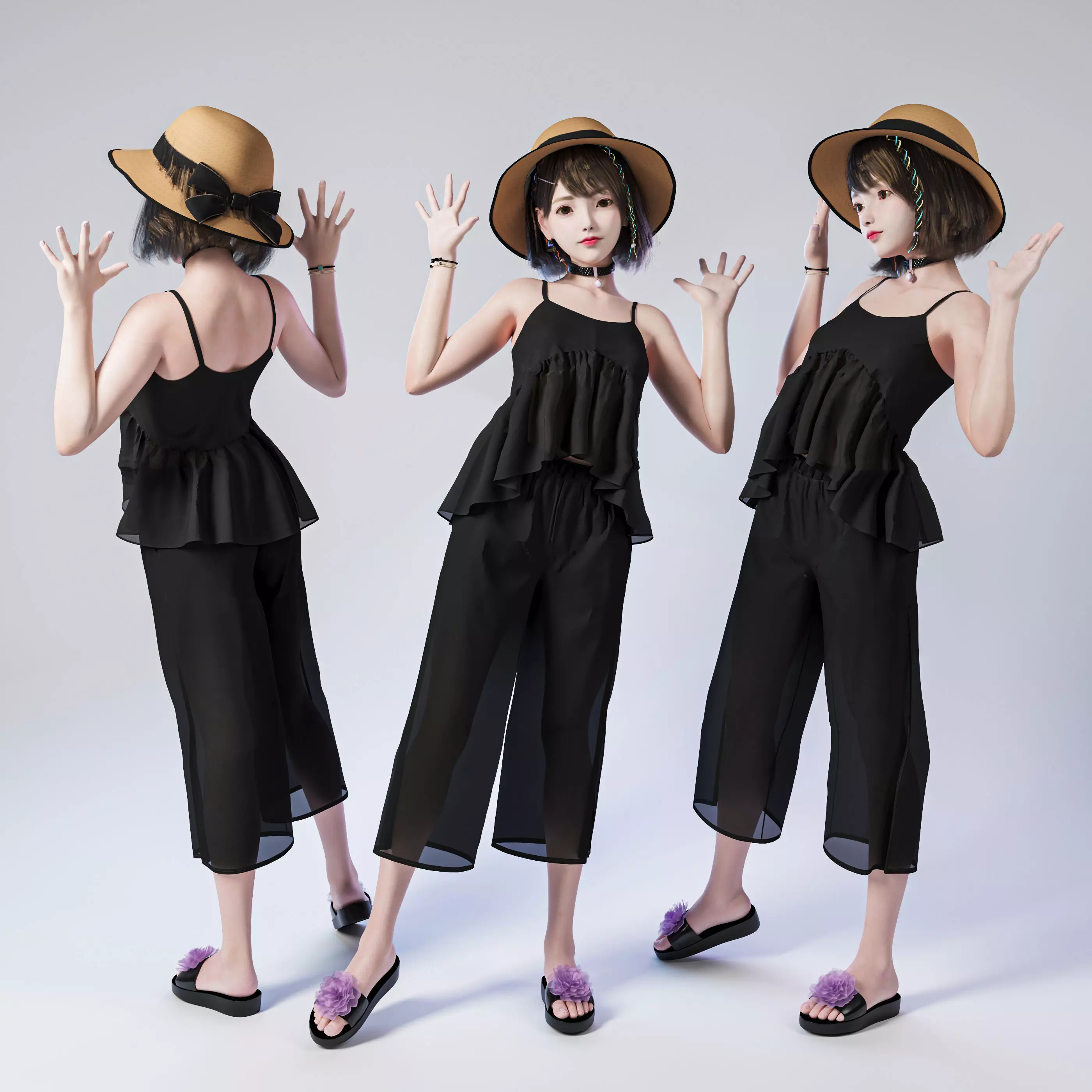 Casual child standing and greeting 3D model_0