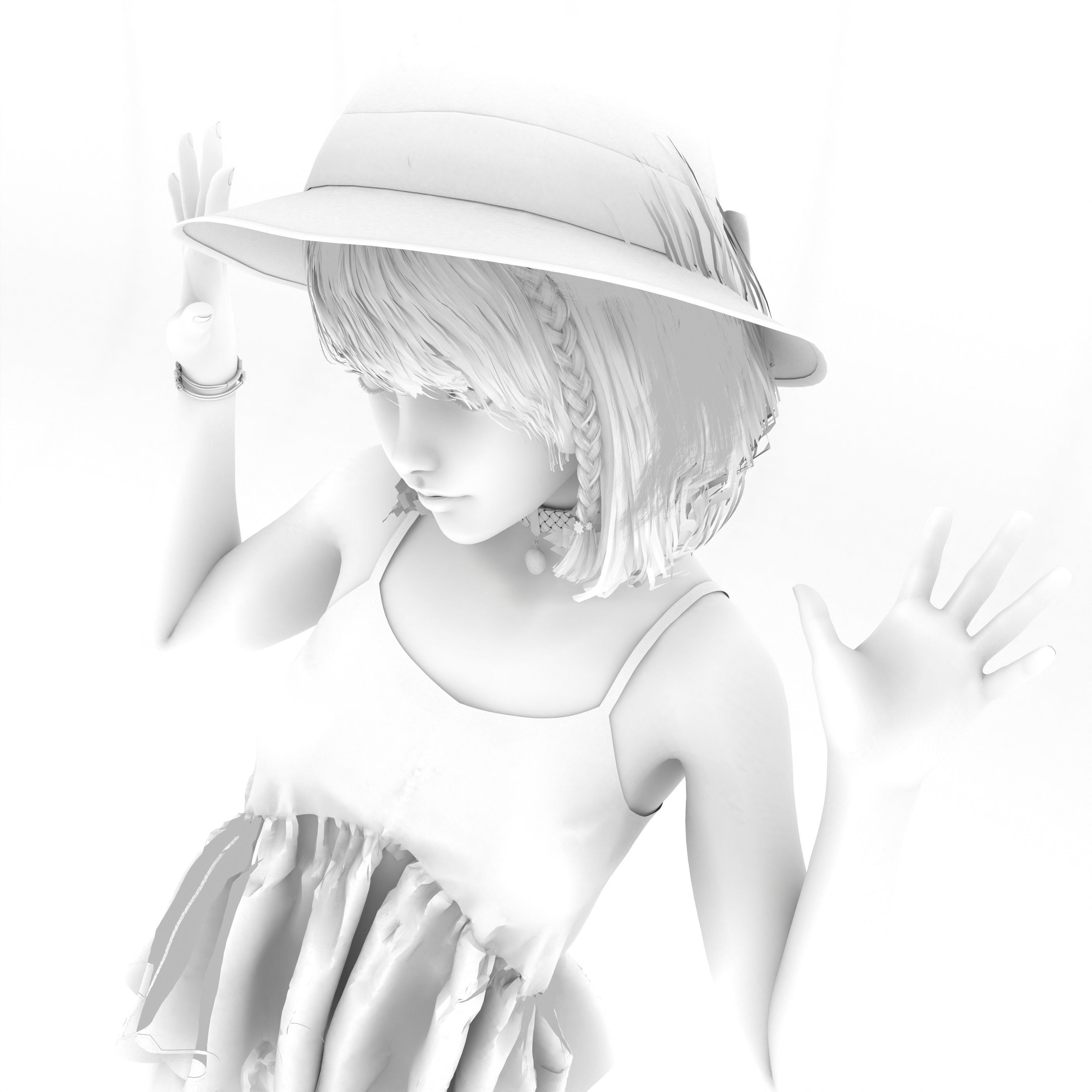 Casual child standing and greeting 3D model_6