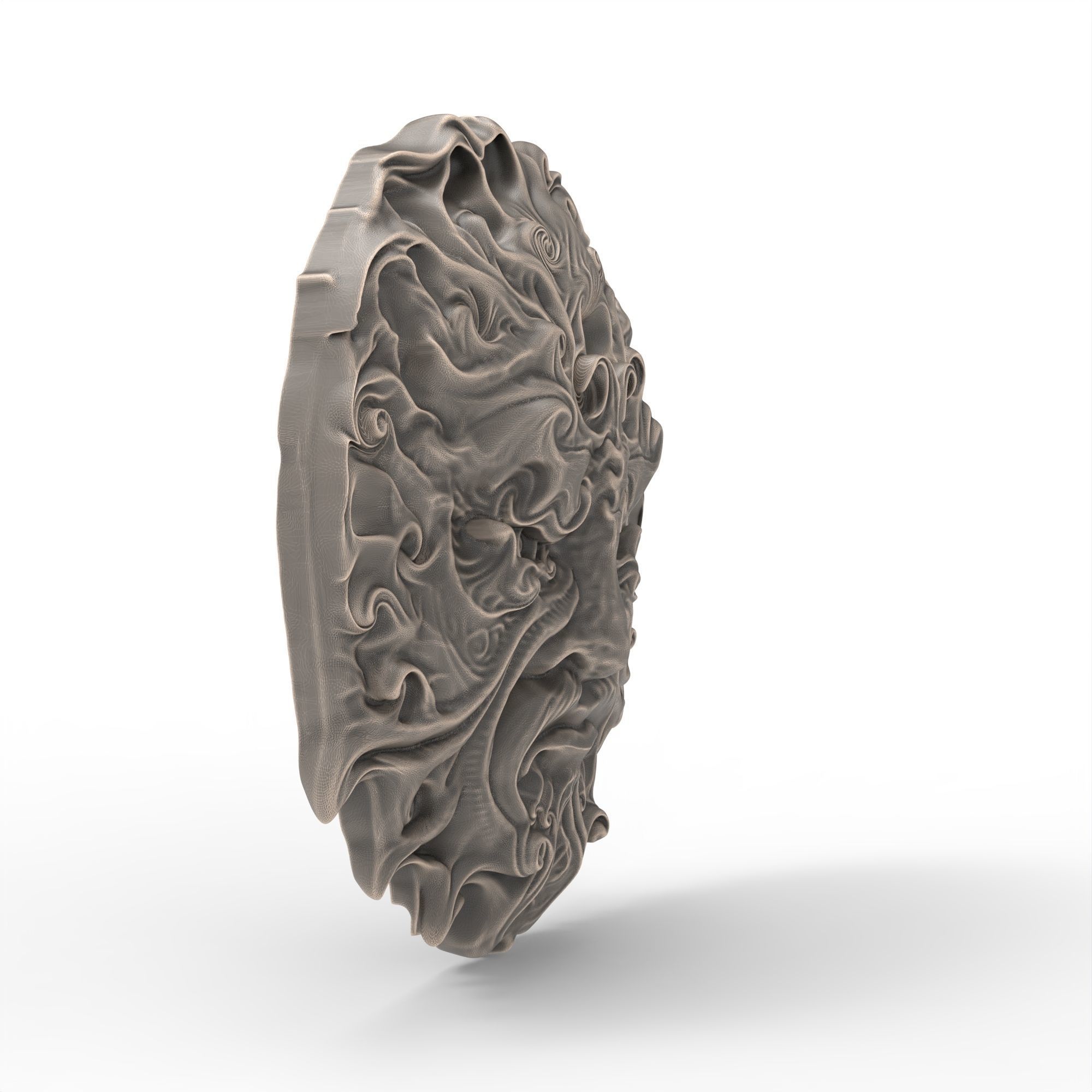 Green Man Head Sculpture STL File 3D print model_1