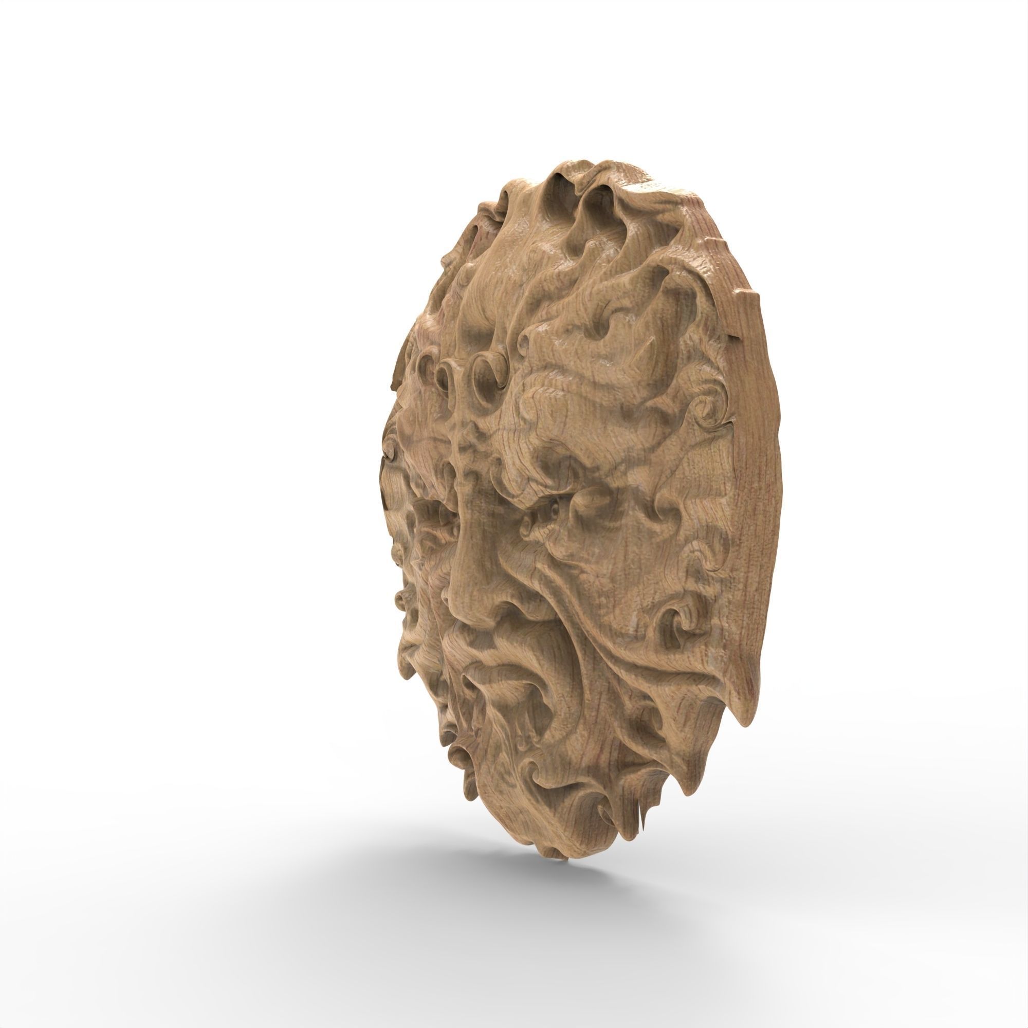 Green Man Head Sculpture STL File 3D print model_4