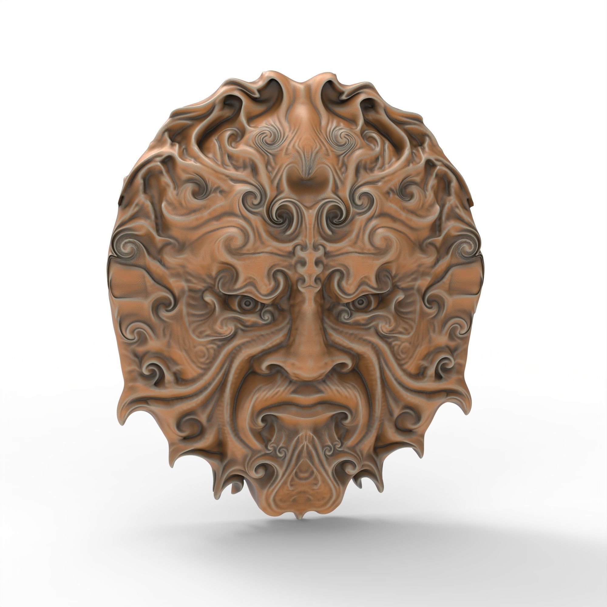 Green Man Head Sculpture STL File 3D print model_2