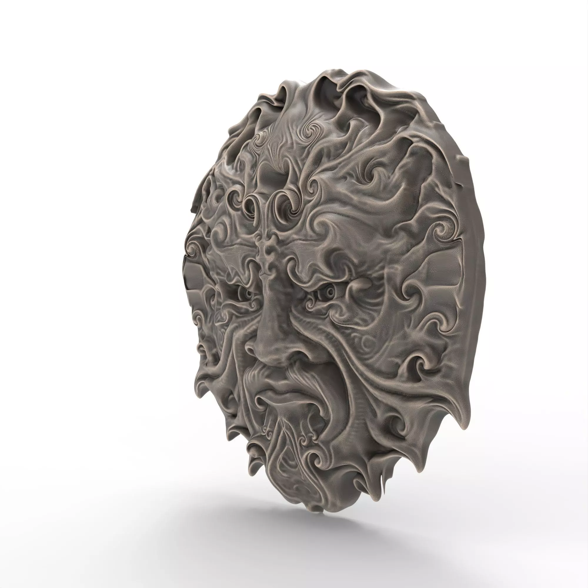 Green Man Head Sculpture STL File 3D print model_0
