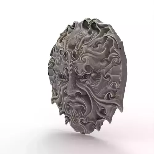 Green Man Head Sculpture STL File 3D print model