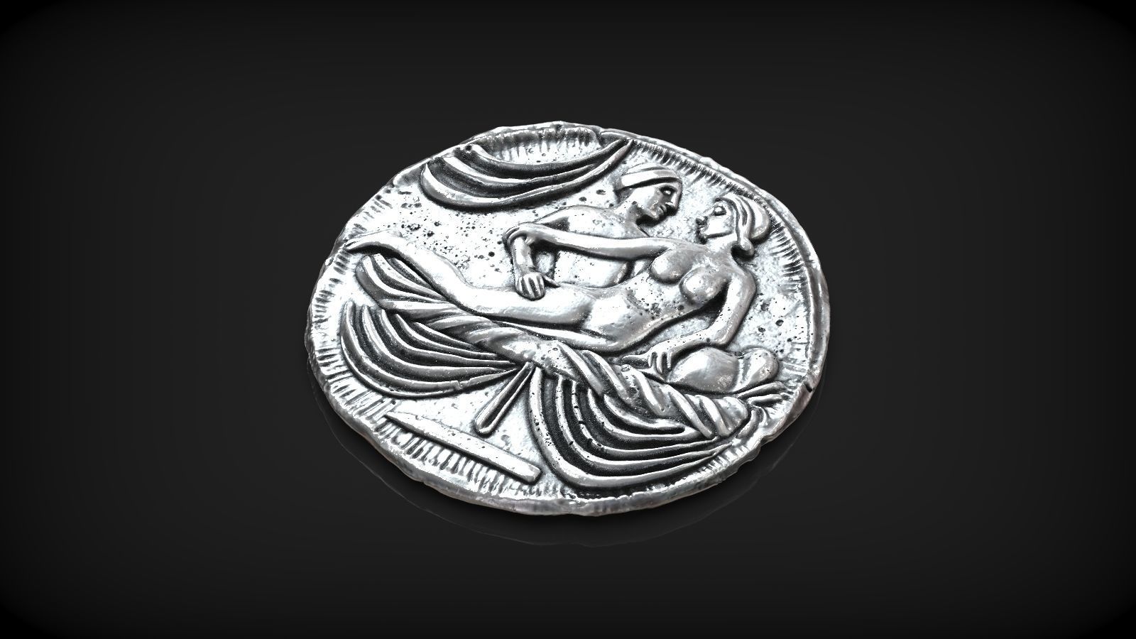 Spintria Rare Ancient Roman Token Antique Coin Number IV 3D print model_3