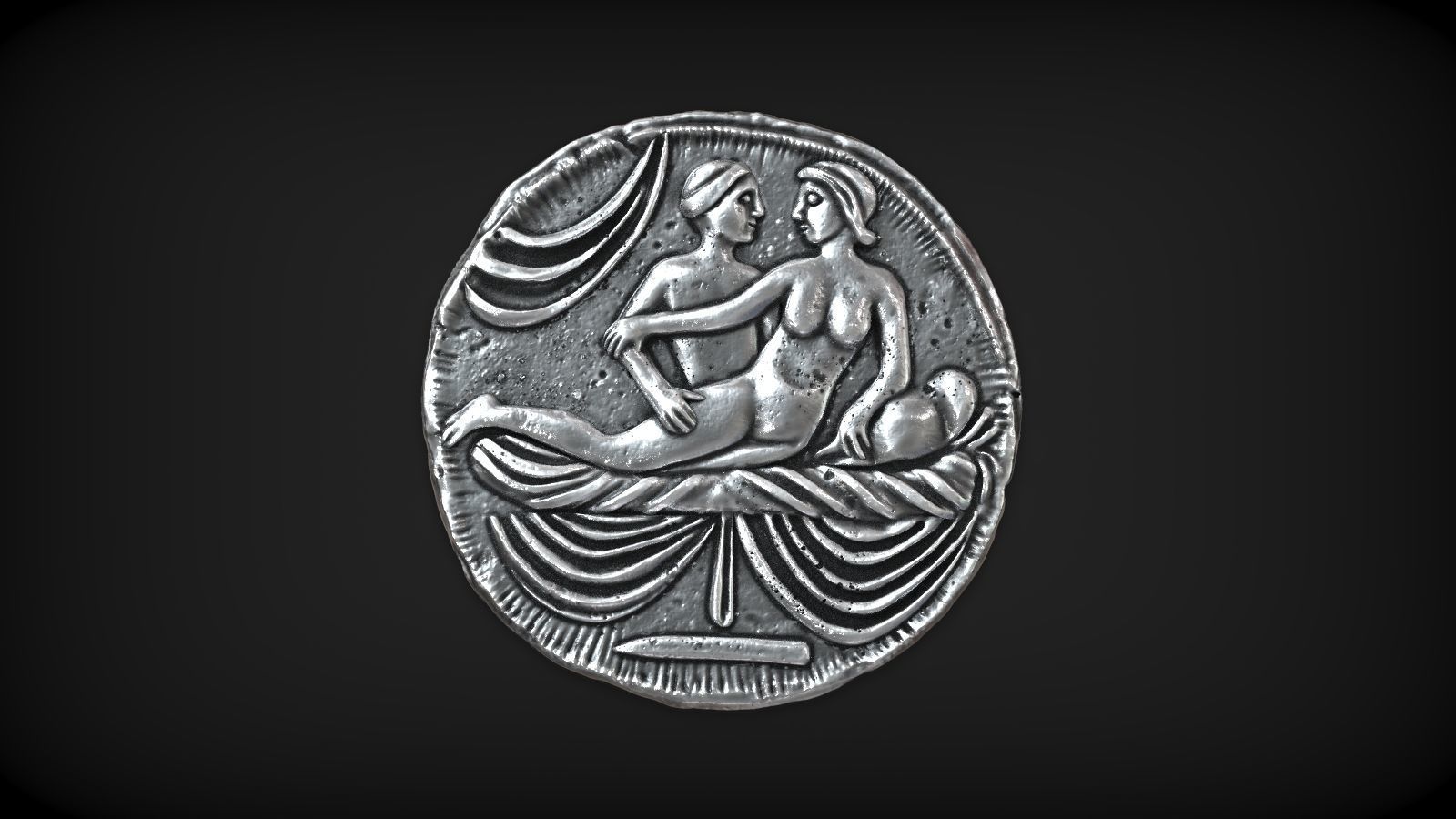 Spintria Rare Ancient Roman Token Antique Coin Number IV 3D print model_1