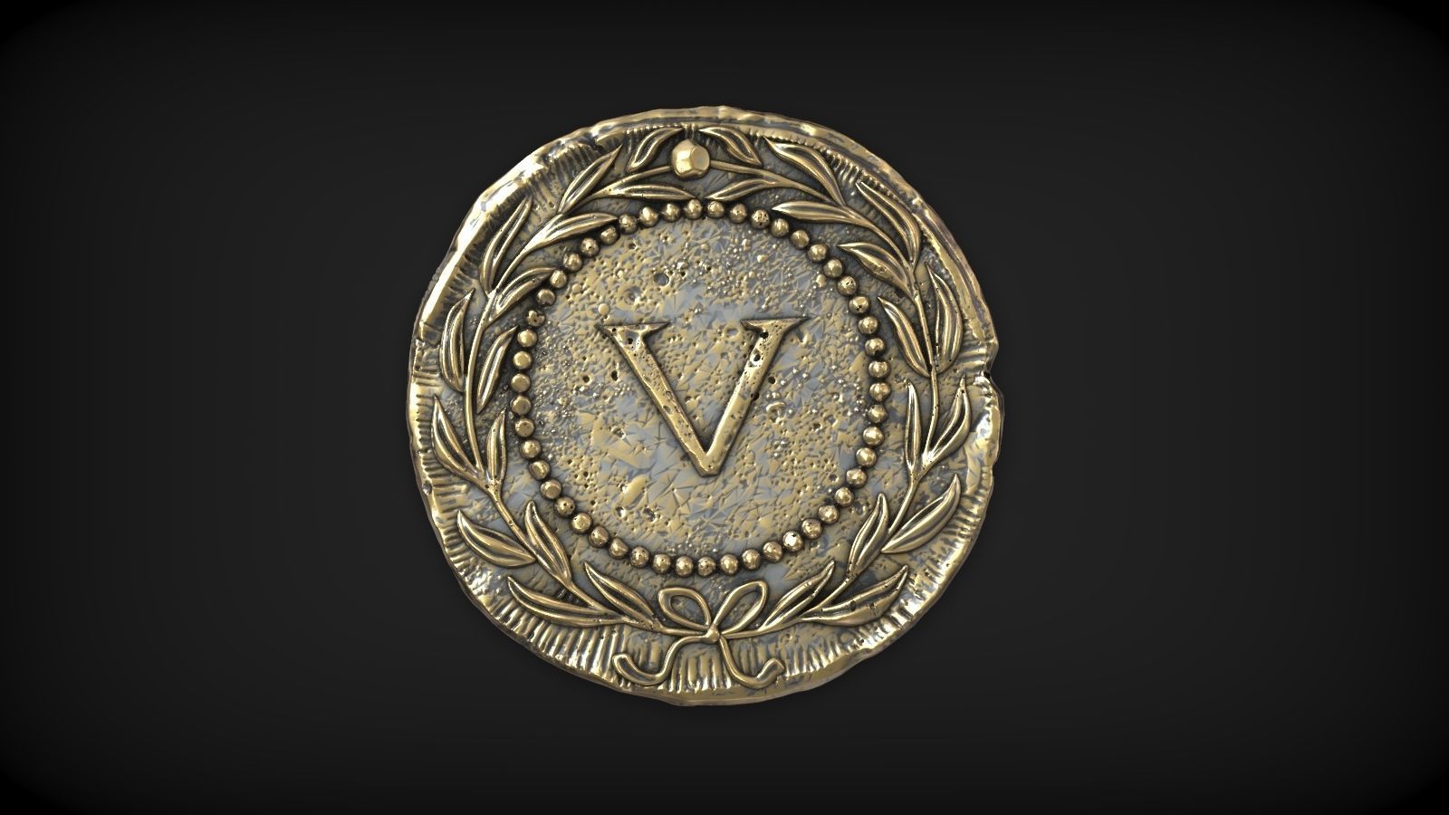 Spintria Rare Ancient Roman Token Antique Coin Number V 3D print model_2