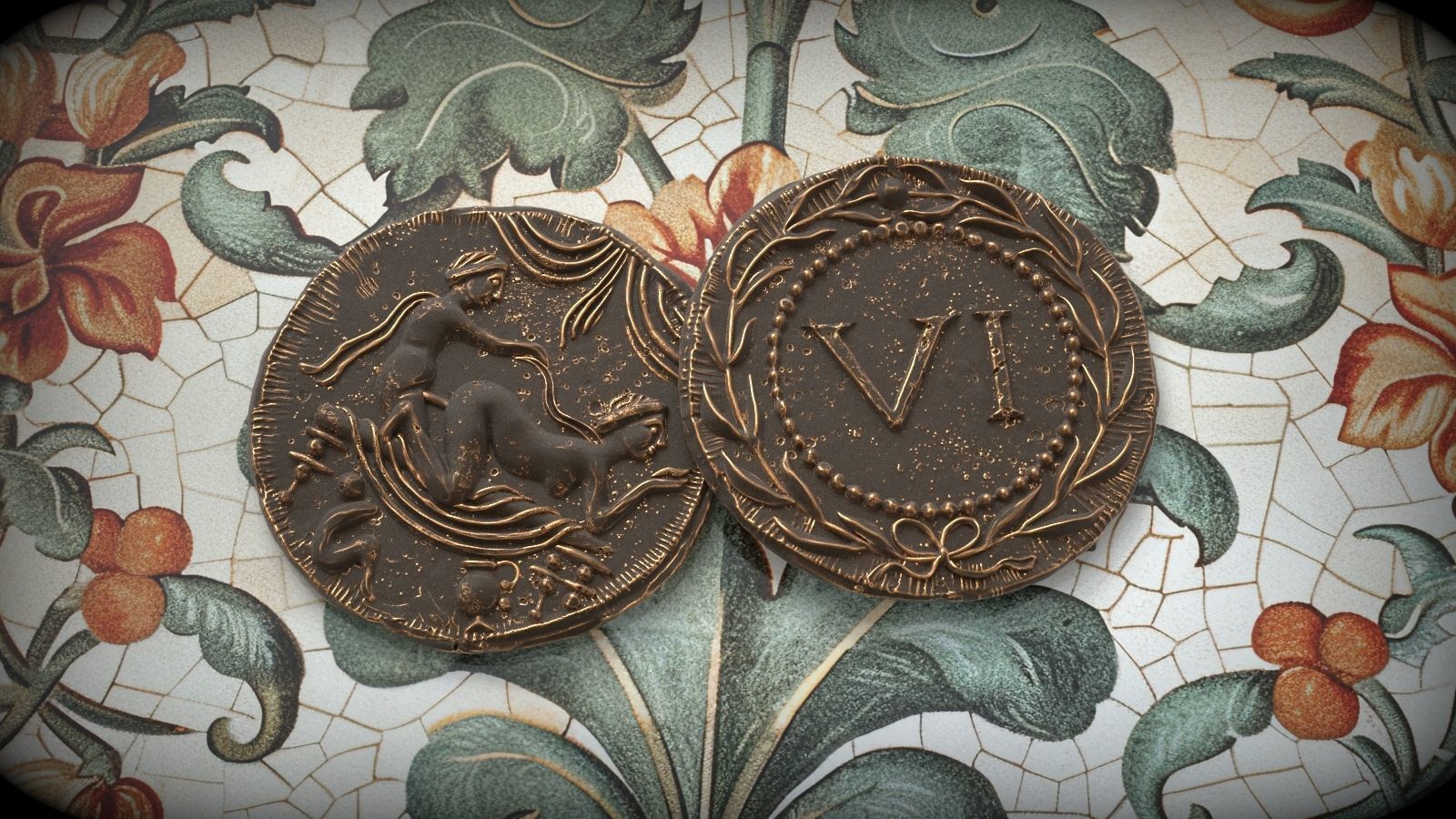 Spintria Rare Ancient Roman Token Antique Coin Number VI 3D print model_5