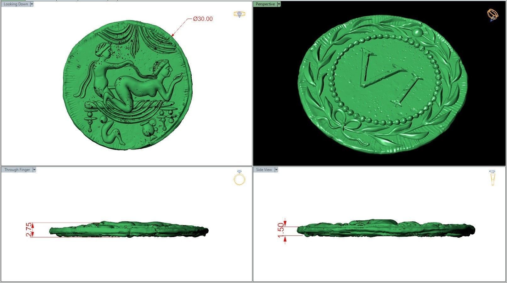Spintria Rare Ancient Roman Token Antique Coin Number VI 3D print model_6