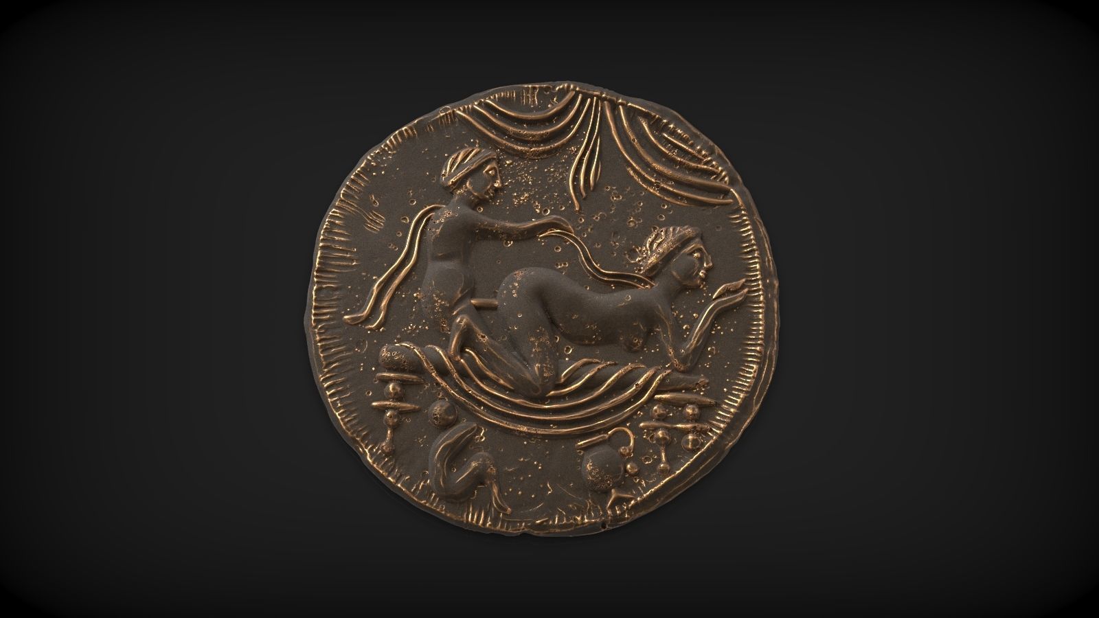 Spintria Rare Ancient Roman Token Antique Coin Number VI 3D print model_1