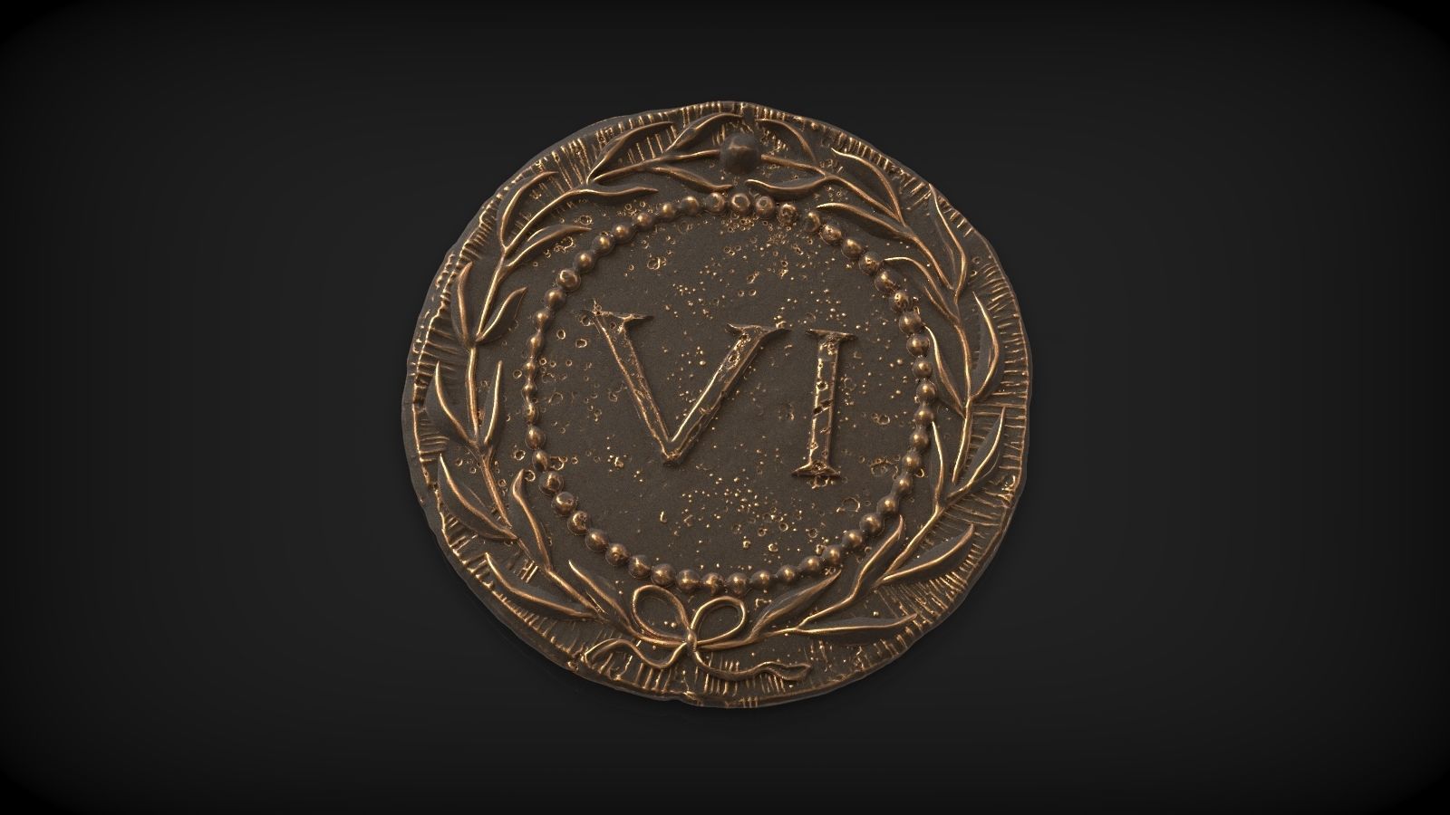 Spintria Rare Ancient Roman Token Antique Coin Number VI 3D print model_2