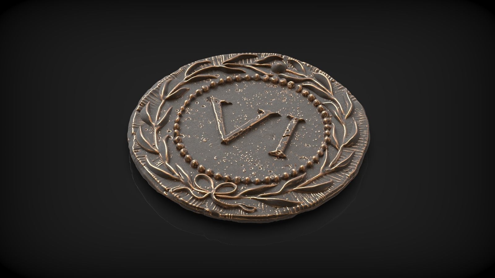 Spintria Rare Ancient Roman Token Antique Coin Number VI 3D print model_4