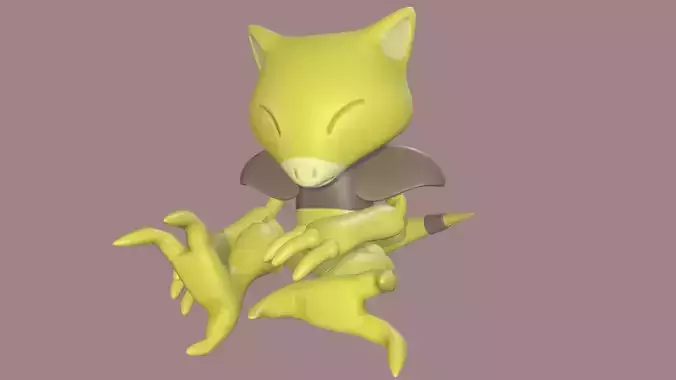3D Model Pokemon Abra - 3d printable - low poly - high poly