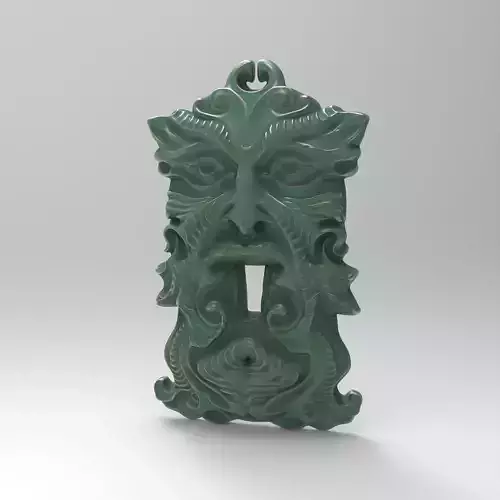 Vintage Leaf Green Man Door Lock Handle Sculpture Ornament STL 3D print model