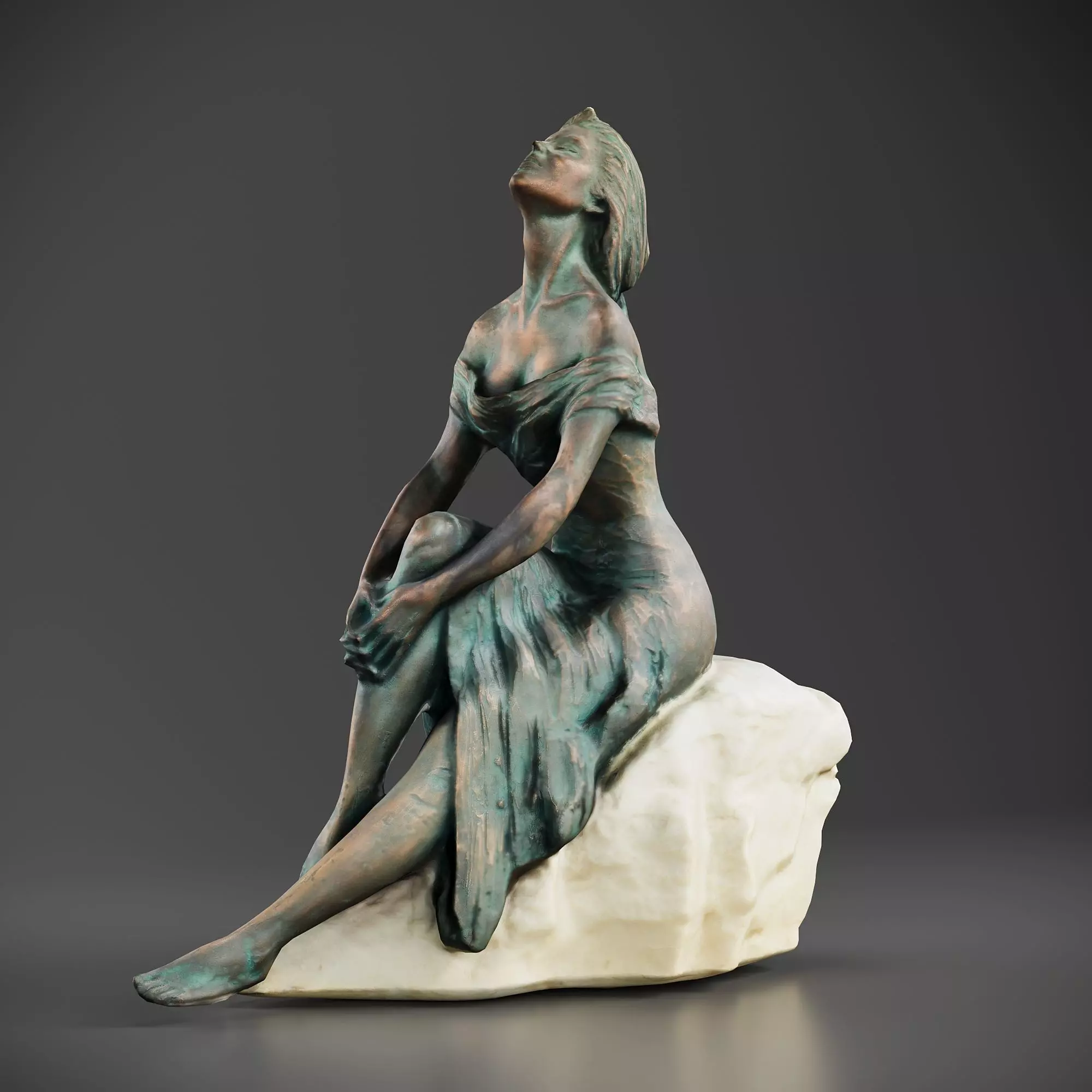 Statue of Woman Low-poly 3D model_0