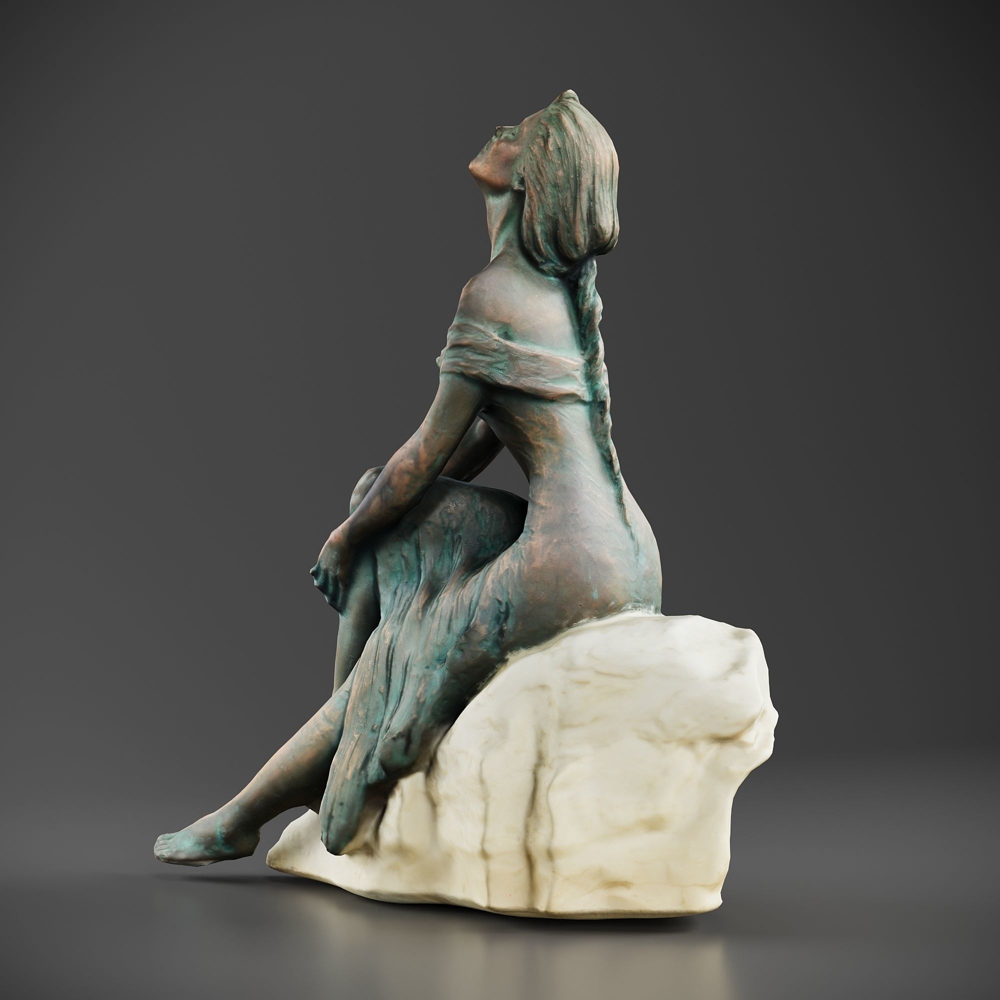 Statue of Woman Low-poly 3D model_2
