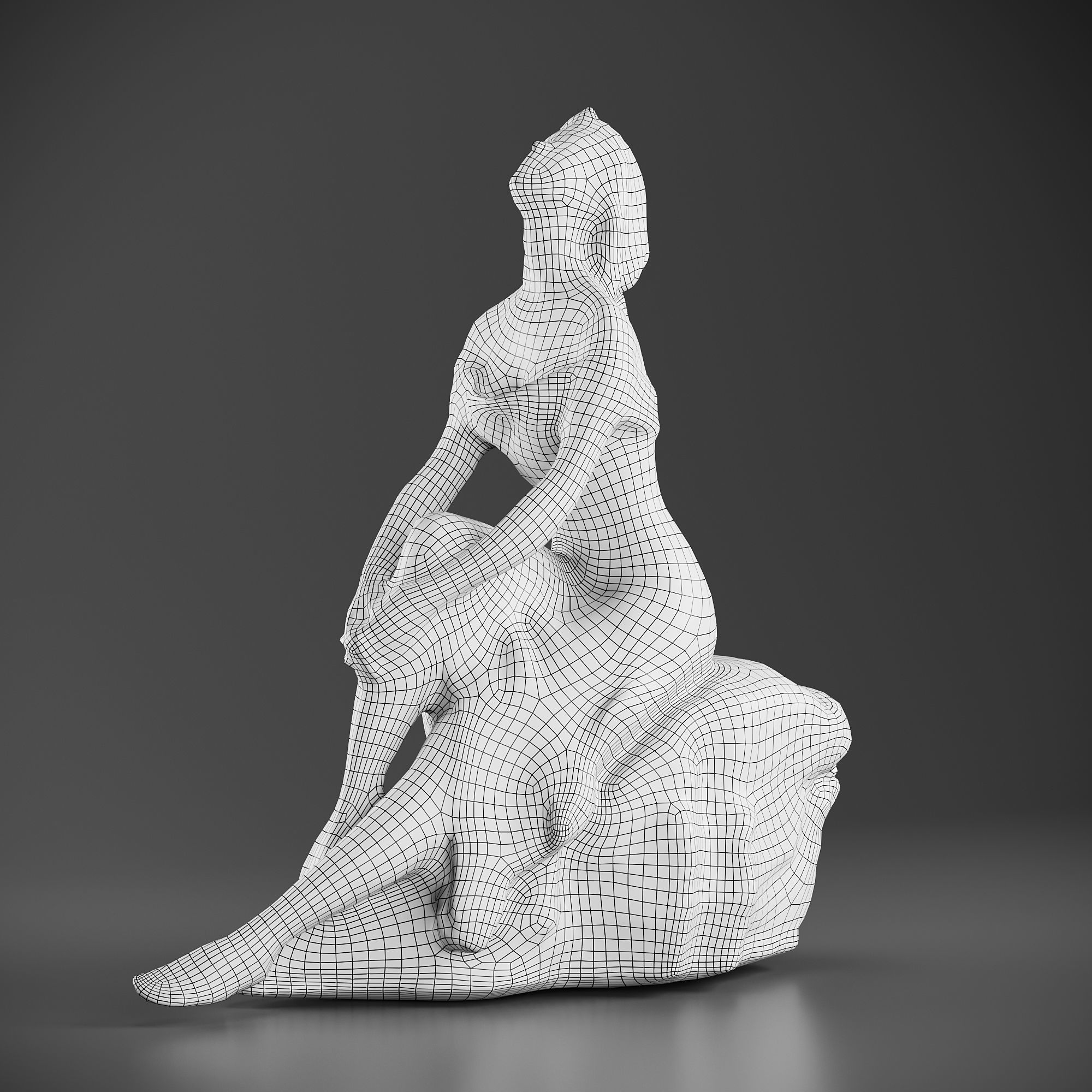 Statue of Woman Low-poly 3D model_4