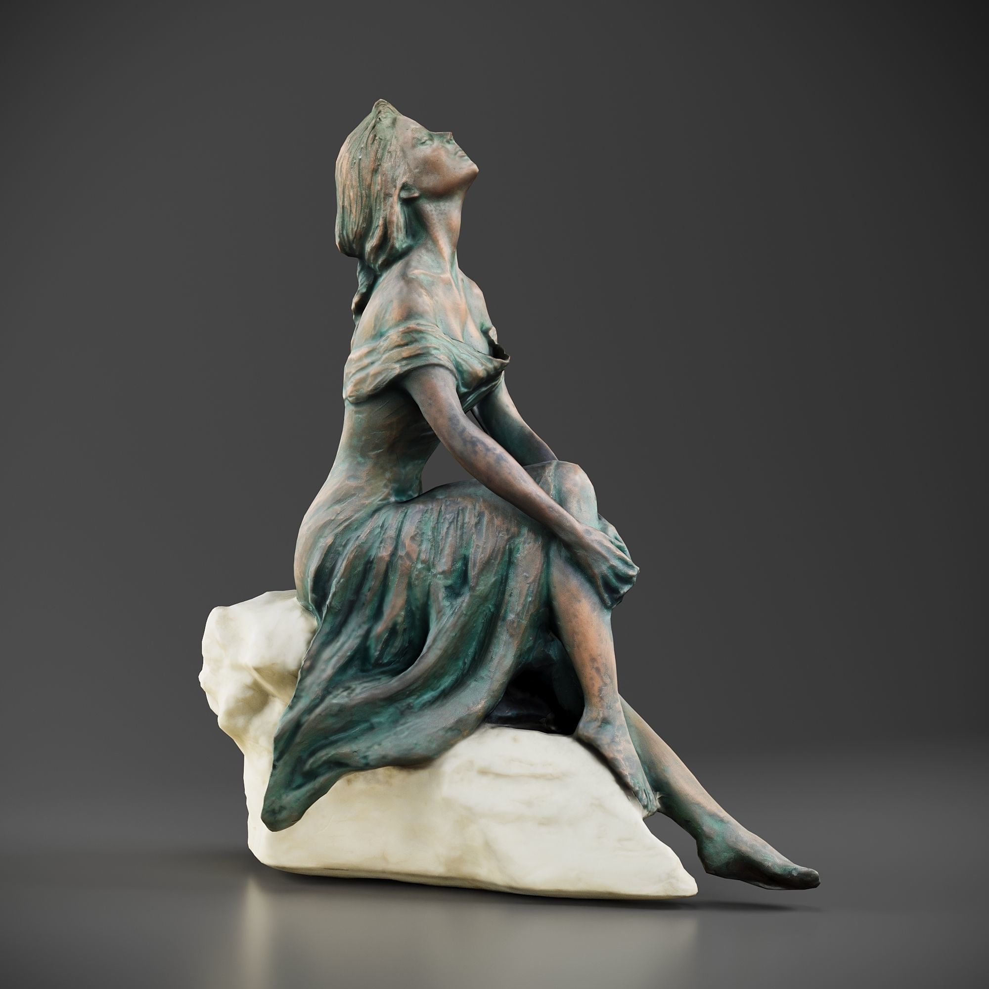 Statue of Woman Low-poly 3D model_1