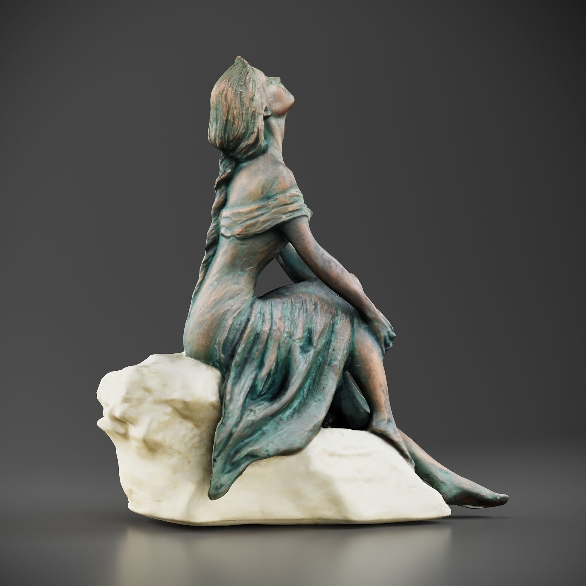 Statue of Woman Low-poly 3D model_3