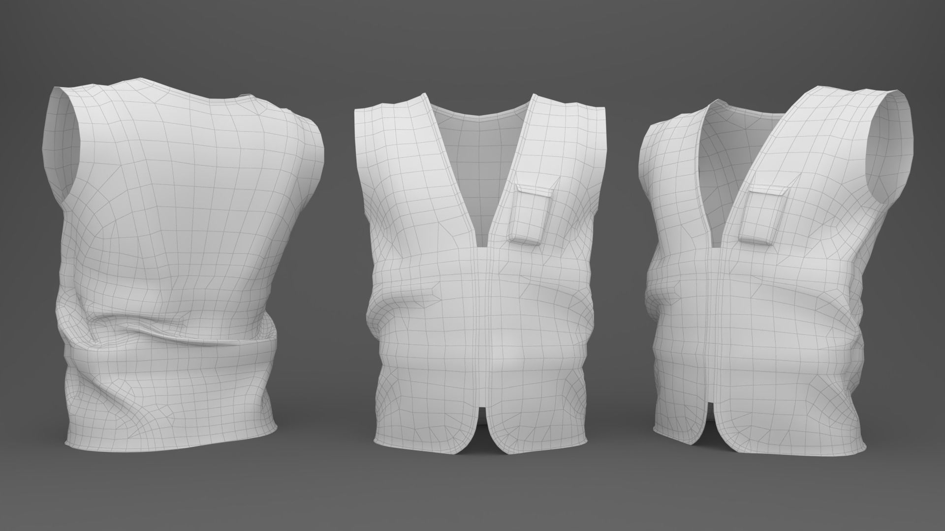 Realistic Worker Vest 003 Low-poly 3D model_7