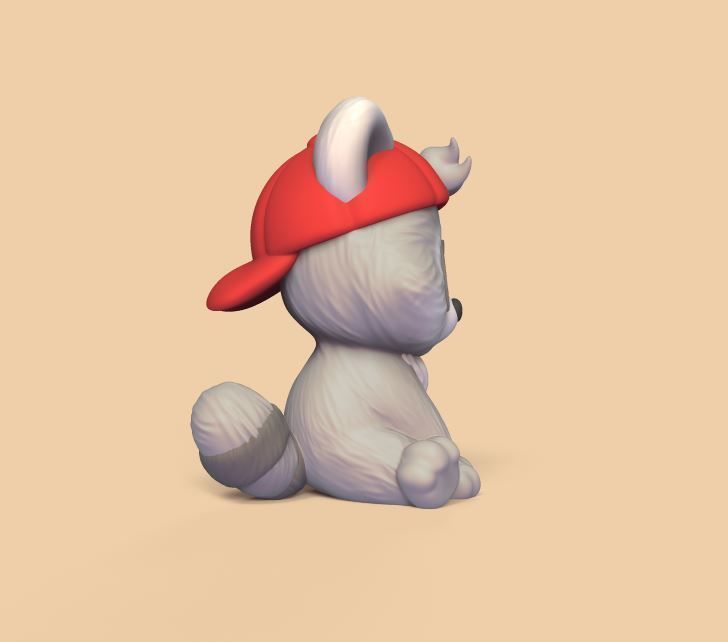 Raccoon Wearing a Cap 3D print model_3